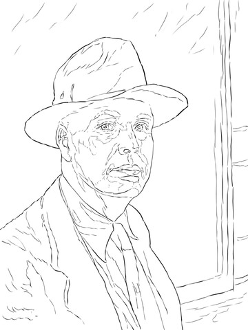 Edward Hopper Self Portrait Coloring Page